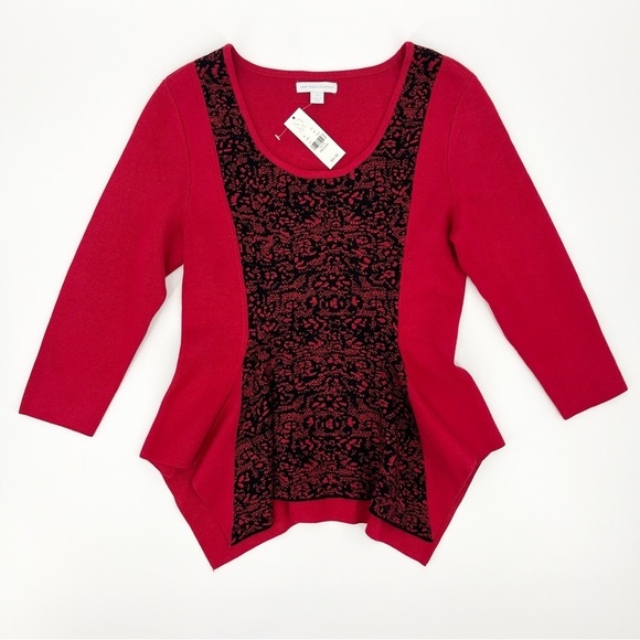 NWT New York & Company Red Peplum Sweater Size Medium - Picture 1 of 11